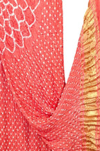 Peach Bandhani Modal Silk Dupatta With Tissue Border