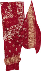 Red Bandhani Modal Silk Dupatta
