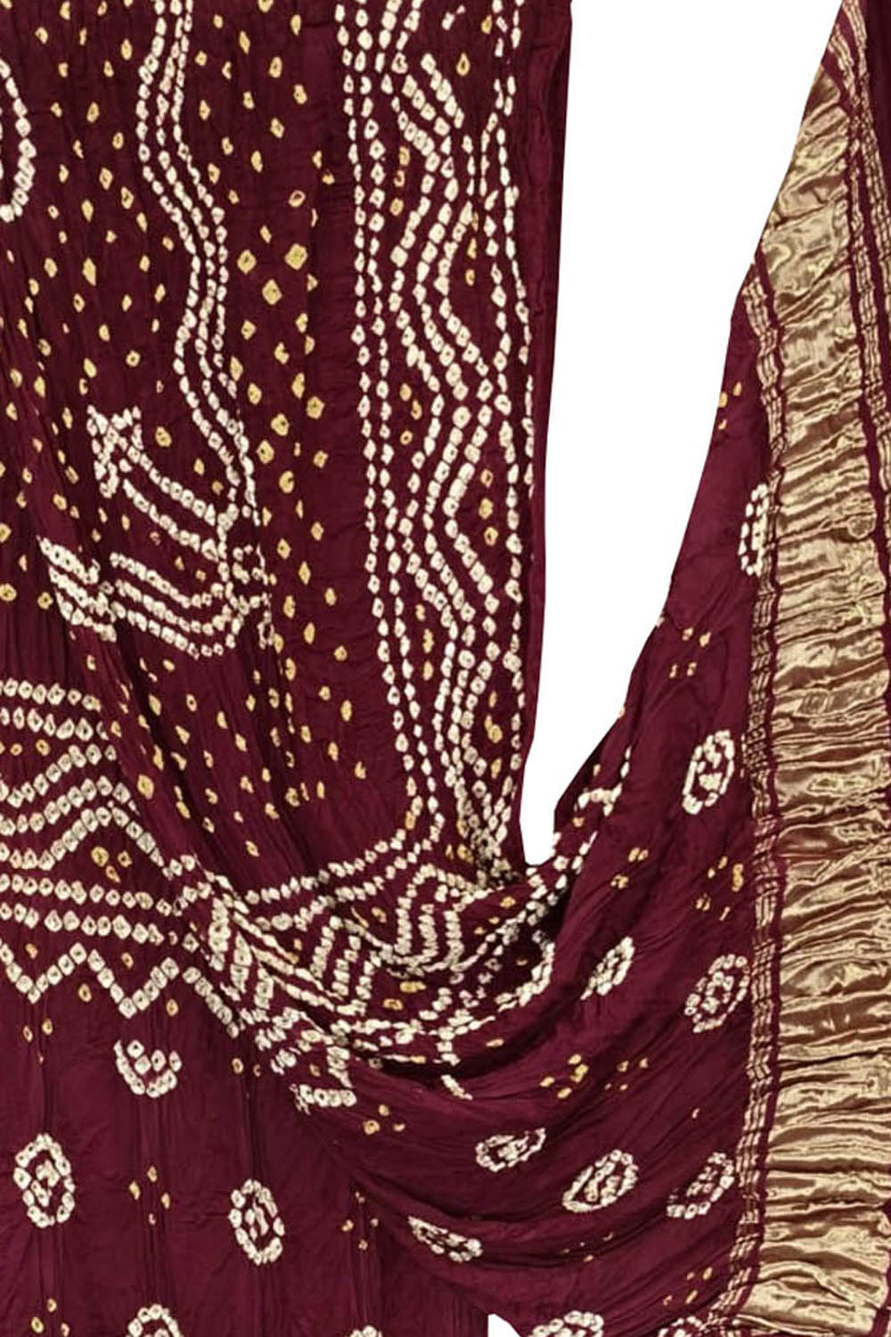 Maroon Bandhani Modal Silk Dupatta