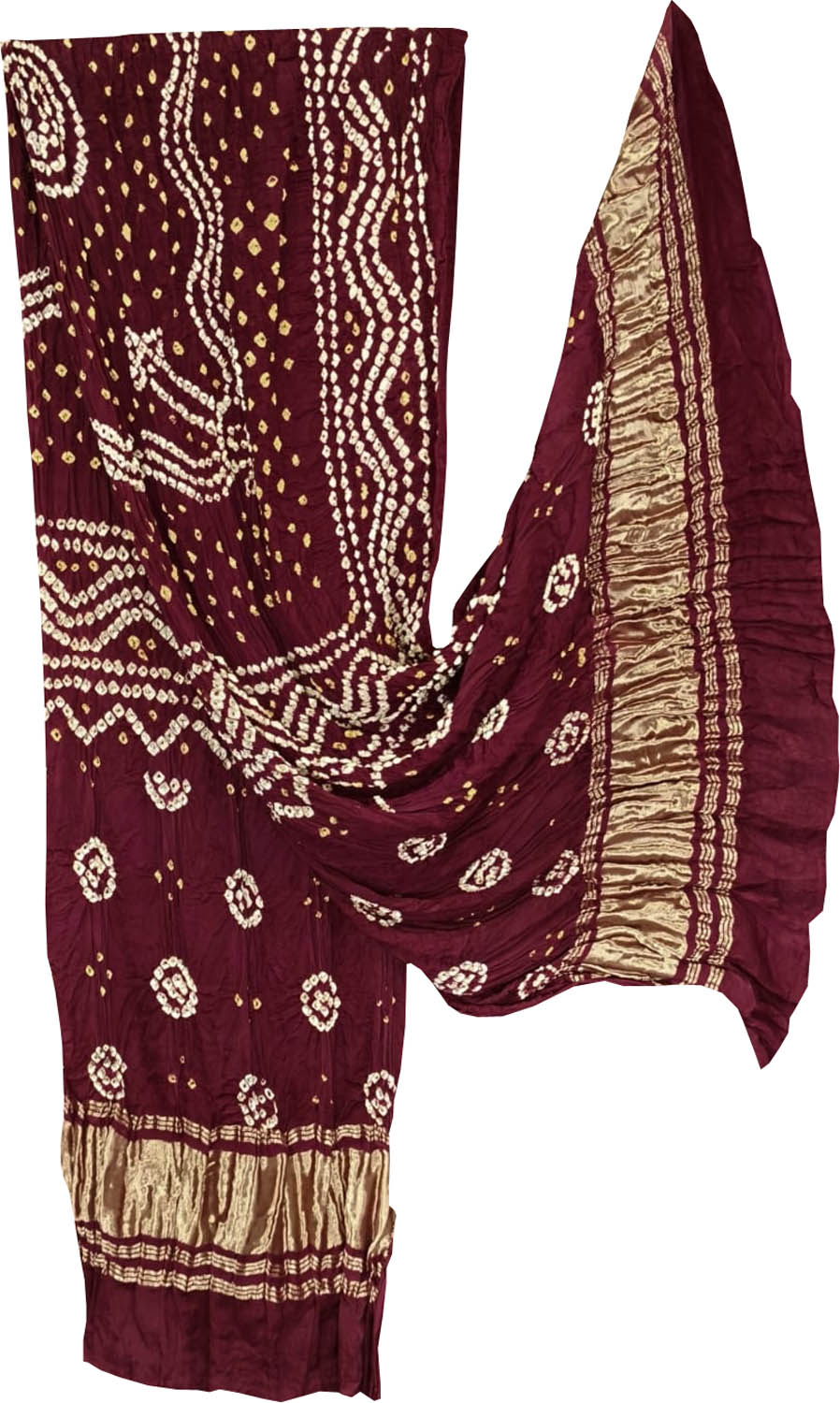 Maroon Bandhani Modal Silk Dupatta