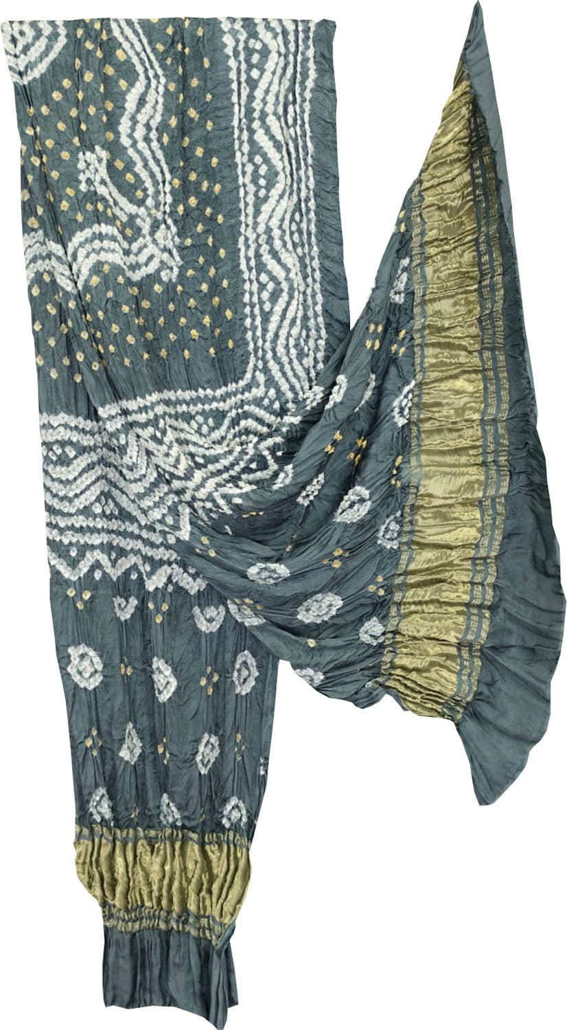 Grey Bandhani Modal Silk Dupatta