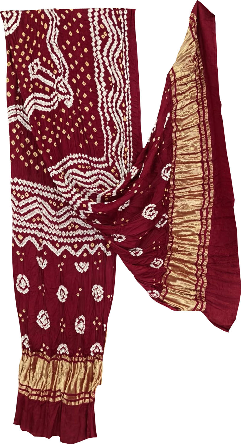 Maroon Bandhani Modal Silk Dupatta