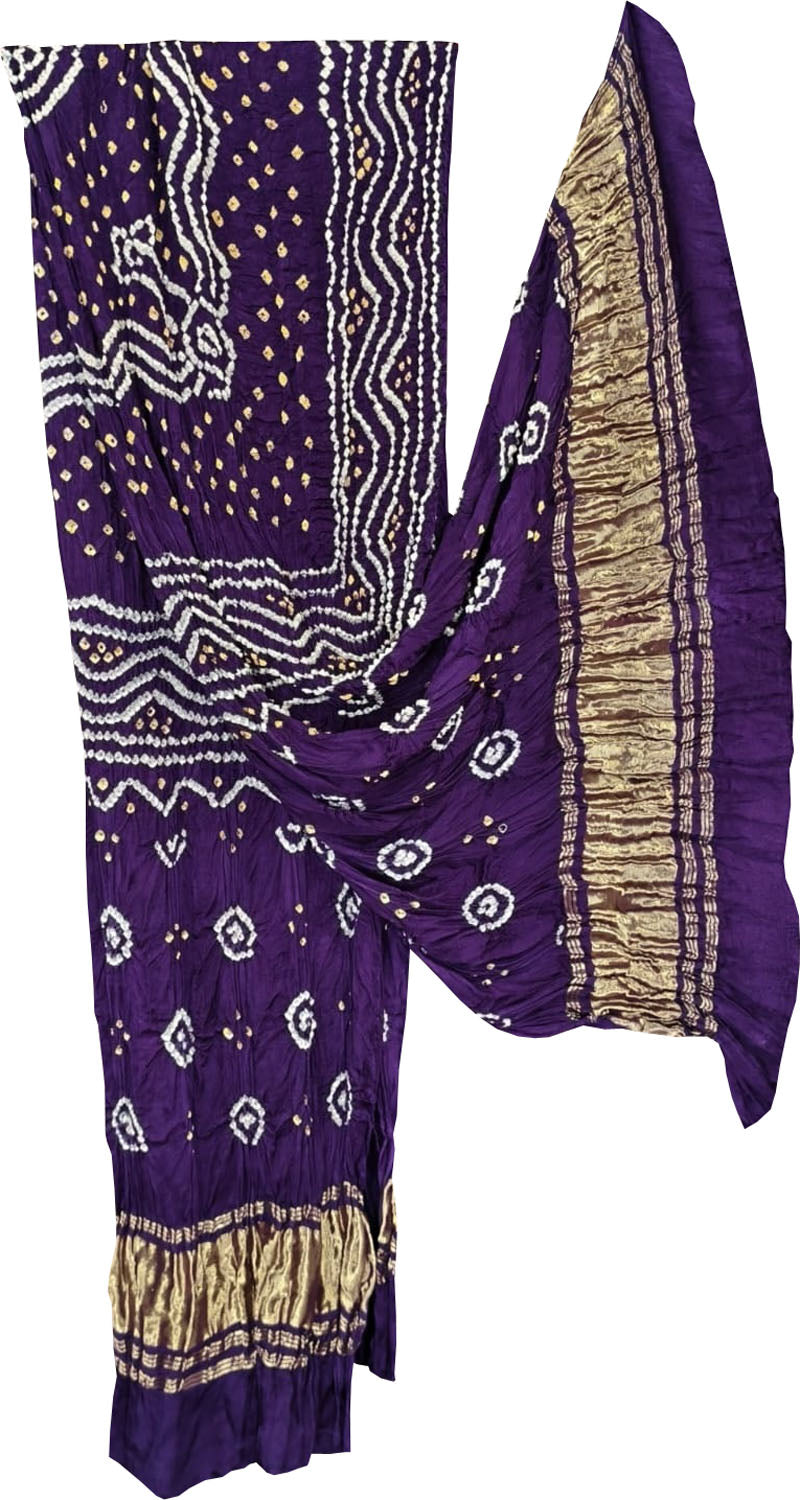 Purple Bandhani Modal Silk Dupatta