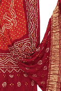 Red Bandhani Modal Silk Dupatta