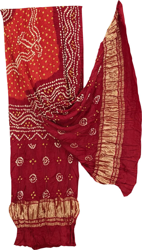 Red Bandhani Modal Silk Dupatta