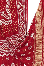 Red Bandhani Modal Silk Dupatta