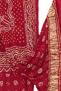 Red Bandhani Modal Silk Dupatta