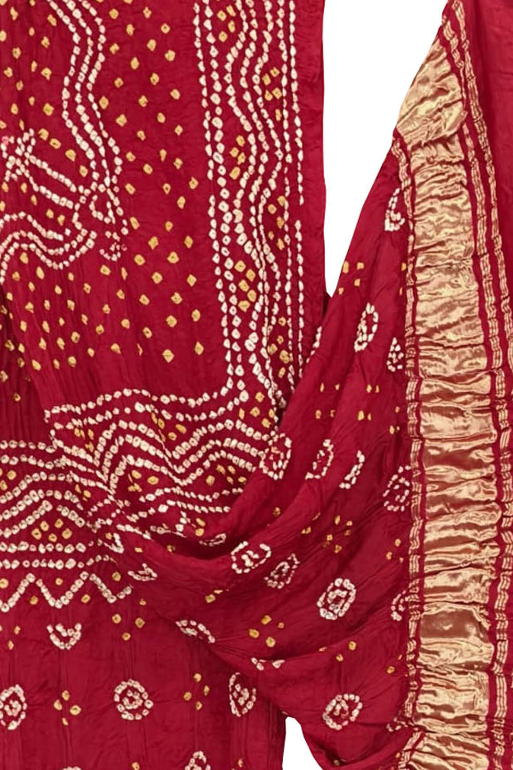 Red Bandhani Modal Silk Dupatta