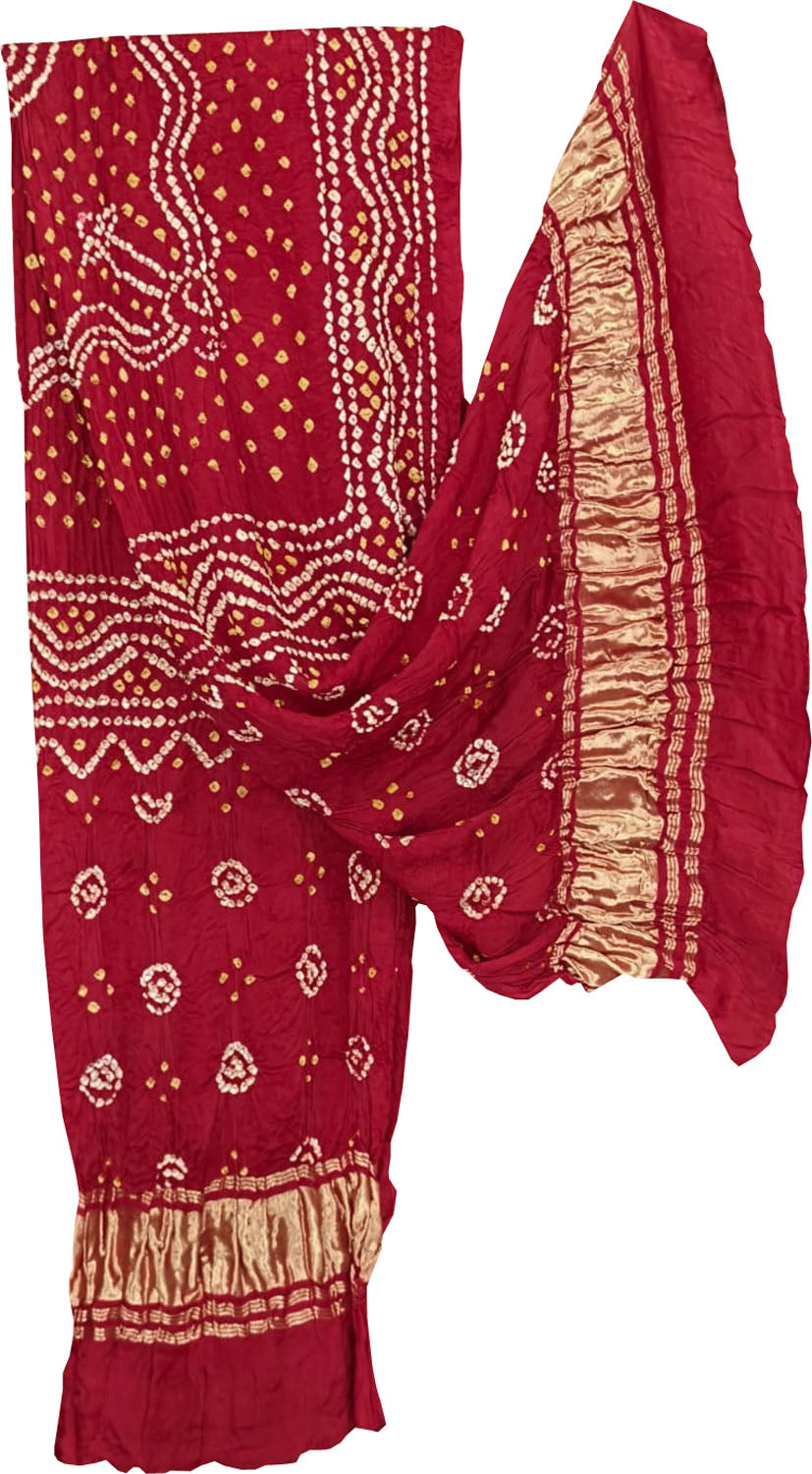 Red Bandhani Modal Silk Dupatta