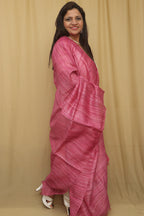 Soft Pink Plain Bhagalpur Pure Ghicha Silk Dupatta - Elegant and Stylish - Luxurion World