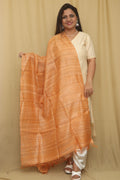 Orange Plain Bhagalpur Pure Ghicha Silk Dupatta - Luxurion World