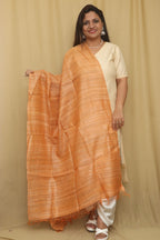 Orange Plain Bhagalpur Pure Ghicha Silk Dupatta - Luxurion World