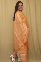 Orange Plain Bhagalpur Pure Ghicha Silk Dupatta - Luxurion World