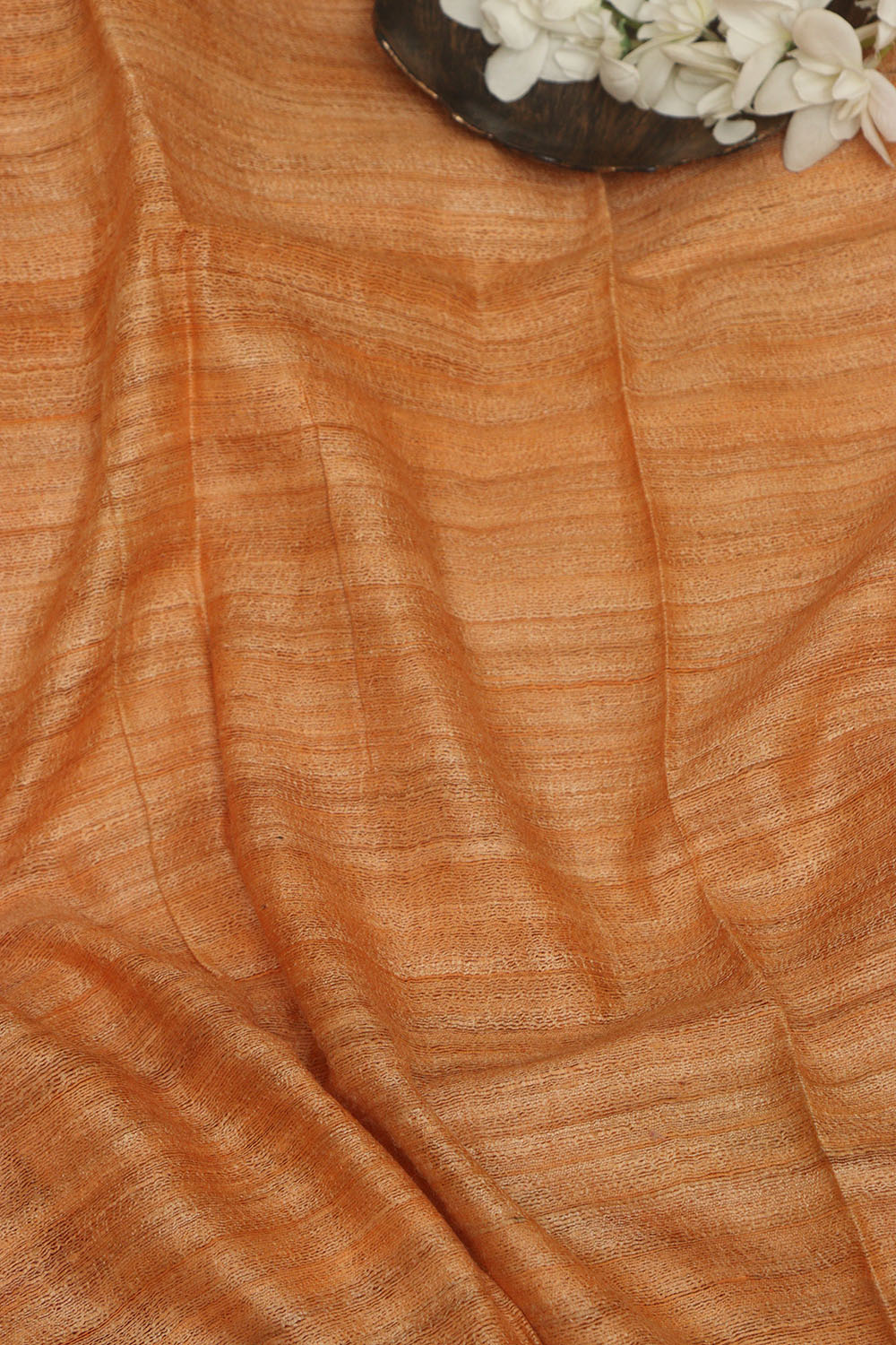 Orange Plain Bhagalpur Pure Ghicha Silk Dupatta - Luxurion World