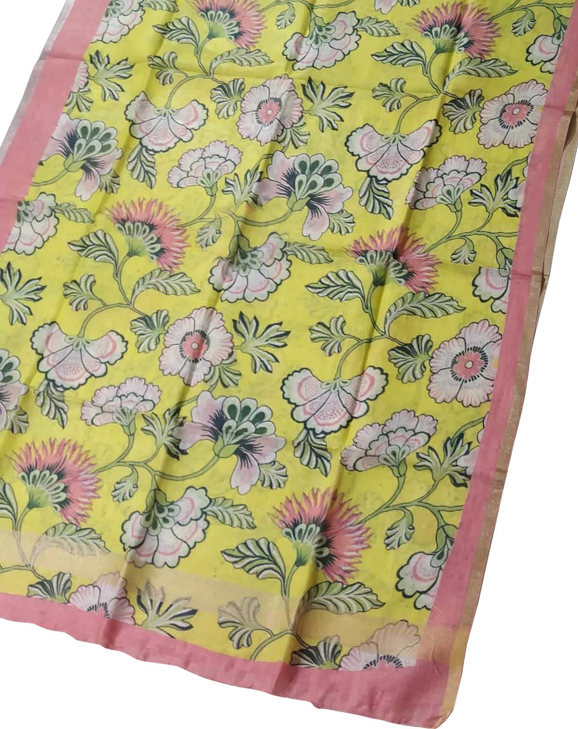 Sunshine Yellow Linen Dupatta with Digital Print - Luxurion World