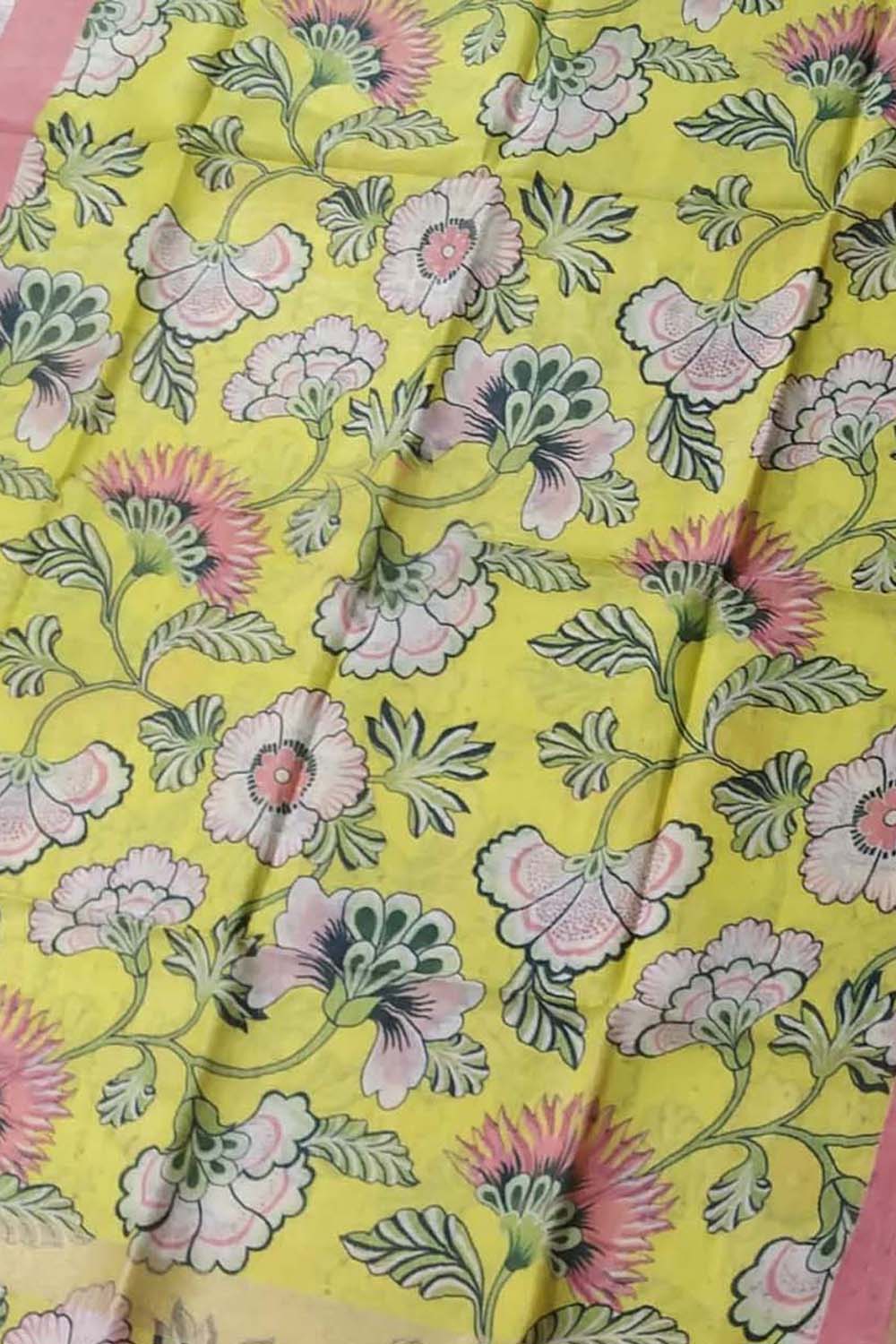 Sunshine Yellow Linen Dupatta with Digital Print - Luxurion World