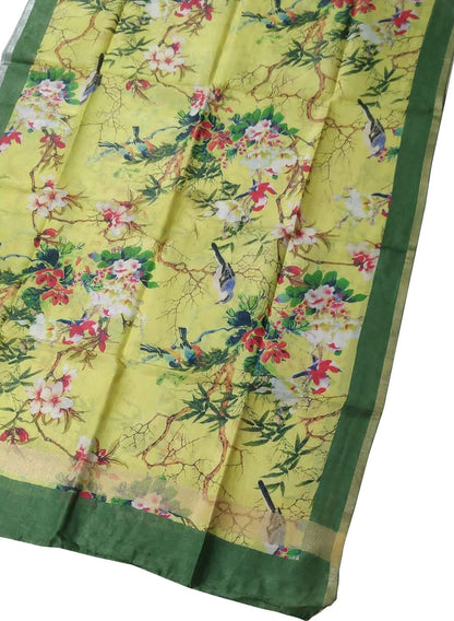 Sunshine Yellow Linen Dupatta with Digital Print - Luxurion World