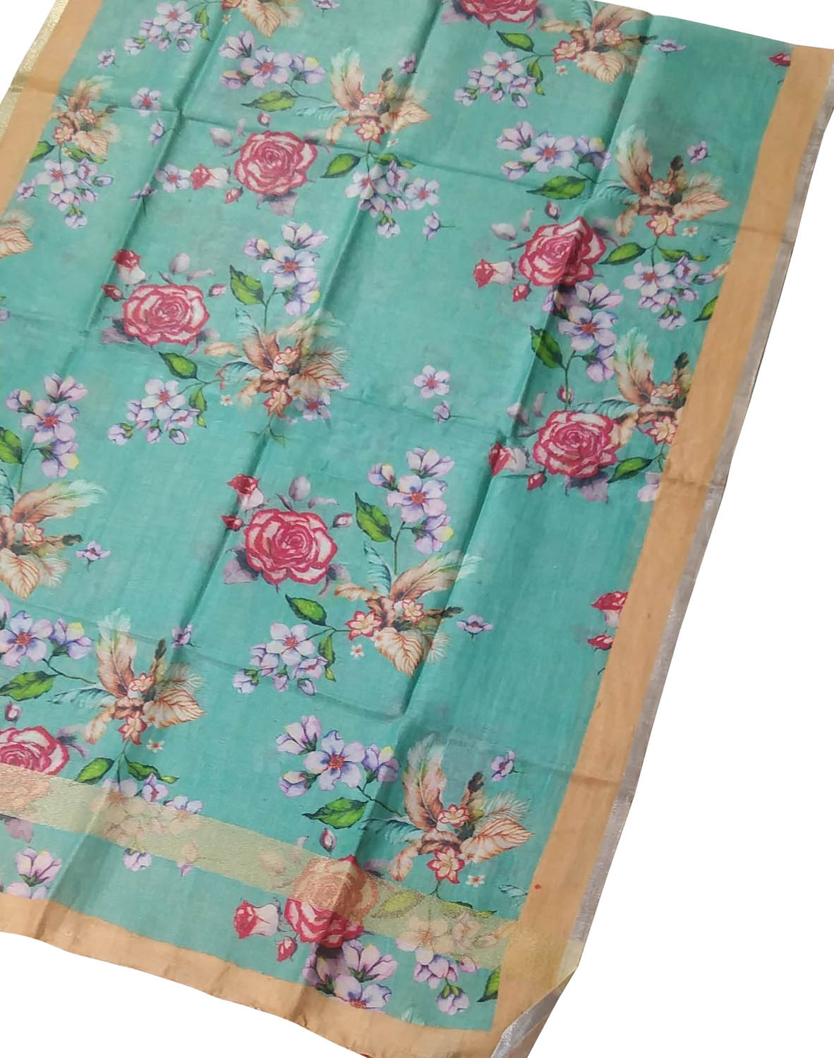 Blue Linen Dupatta with Digital Print - Luxurion World