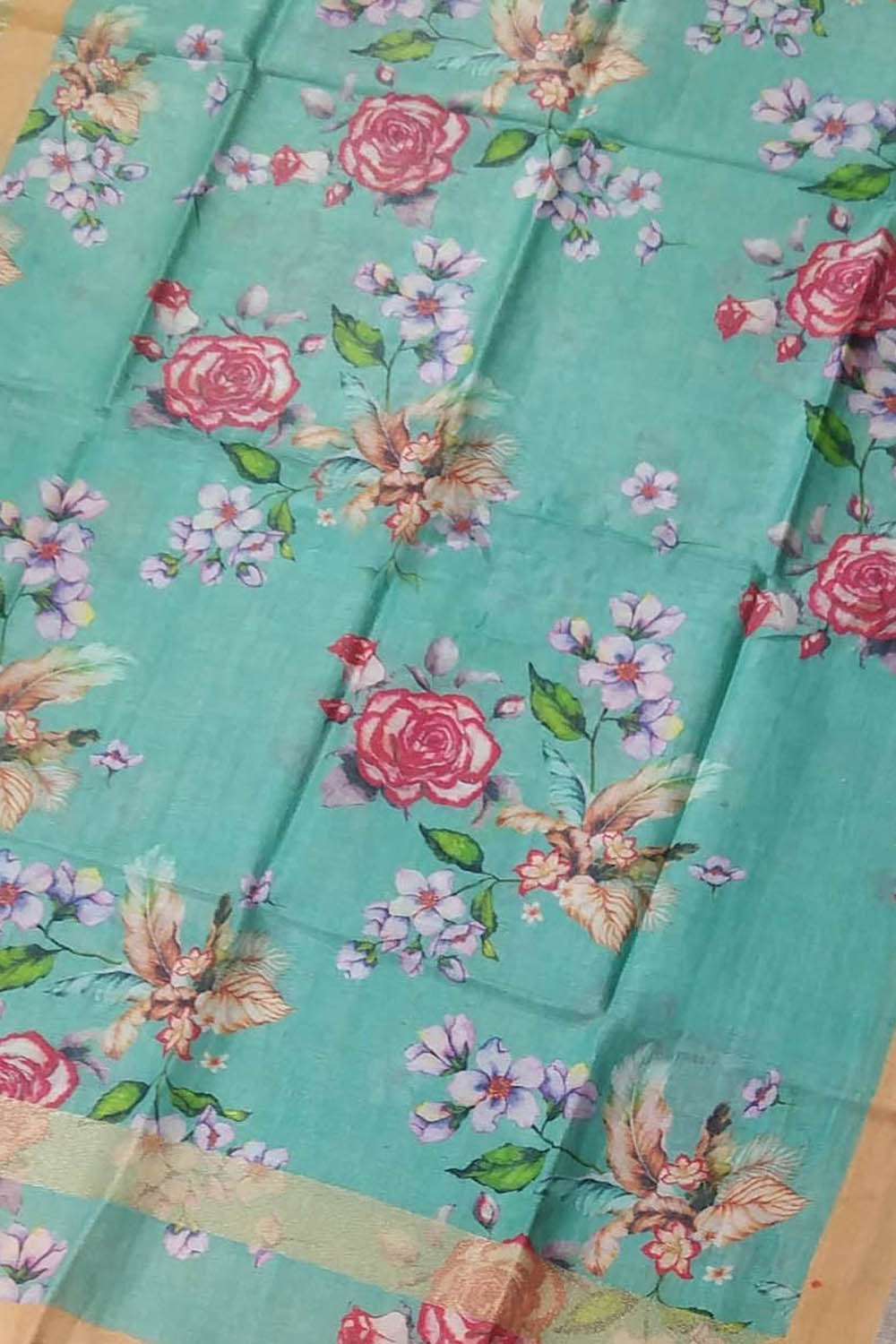 Blue Linen Dupatta with Digital Print - Luxurion World