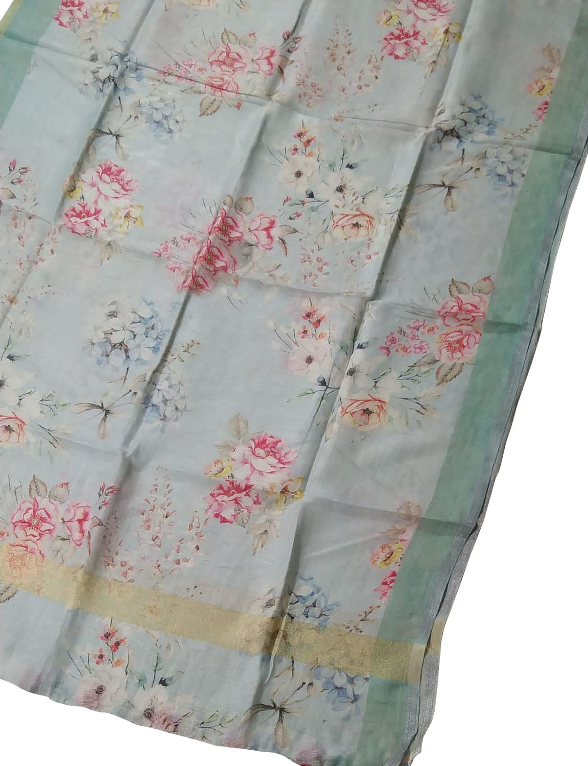 Blue Linen Digital Printed Dupatta - Elegant and Stylish - Luxurion World