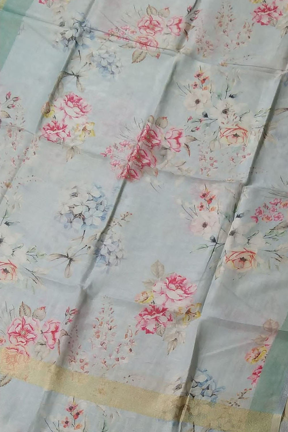 Blue Linen Digital Printed Dupatta - Elegant and Stylish - Luxurion World