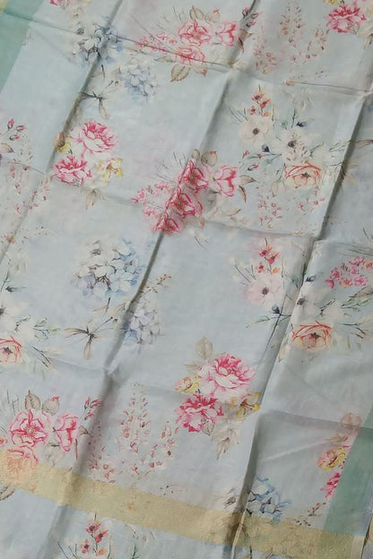 Blue Linen Digital Printed Dupatta - Elegant and Stylish - Luxurion World