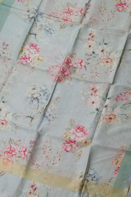 Blue Linen Digital Printed Dupatta - Elegant and Stylish - Luxurion World