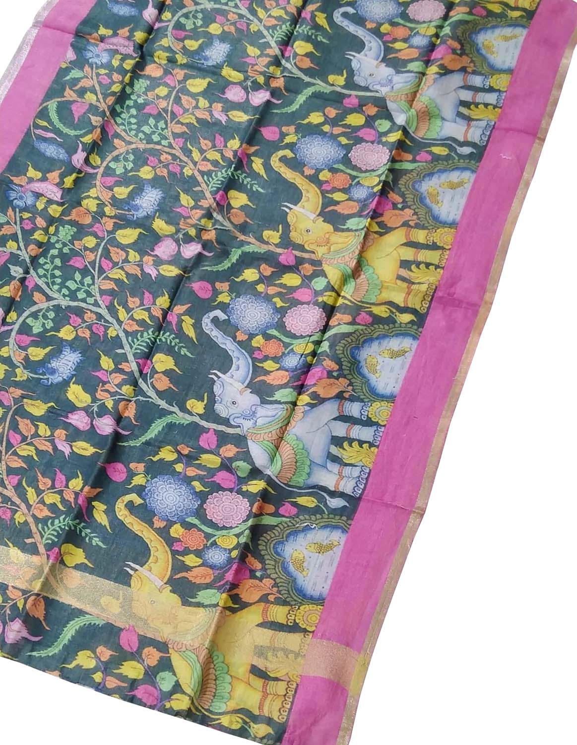 Black Linen Dupatta with Digital Print - Luxurion World