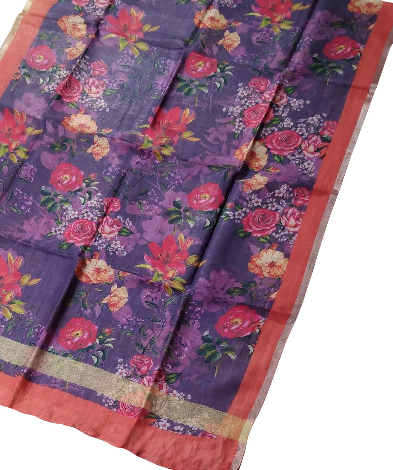 Vibrant Purple Linen Dupatta with Digital Print - Luxurion World