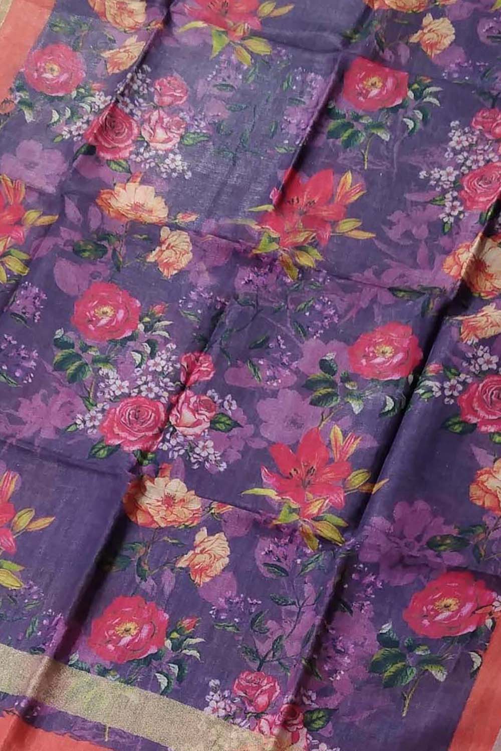 Vibrant Purple Linen Dupatta with Digital Print - Luxurion World