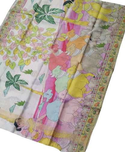 Off White Linen Digital Printed Dupatta - Luxurion World