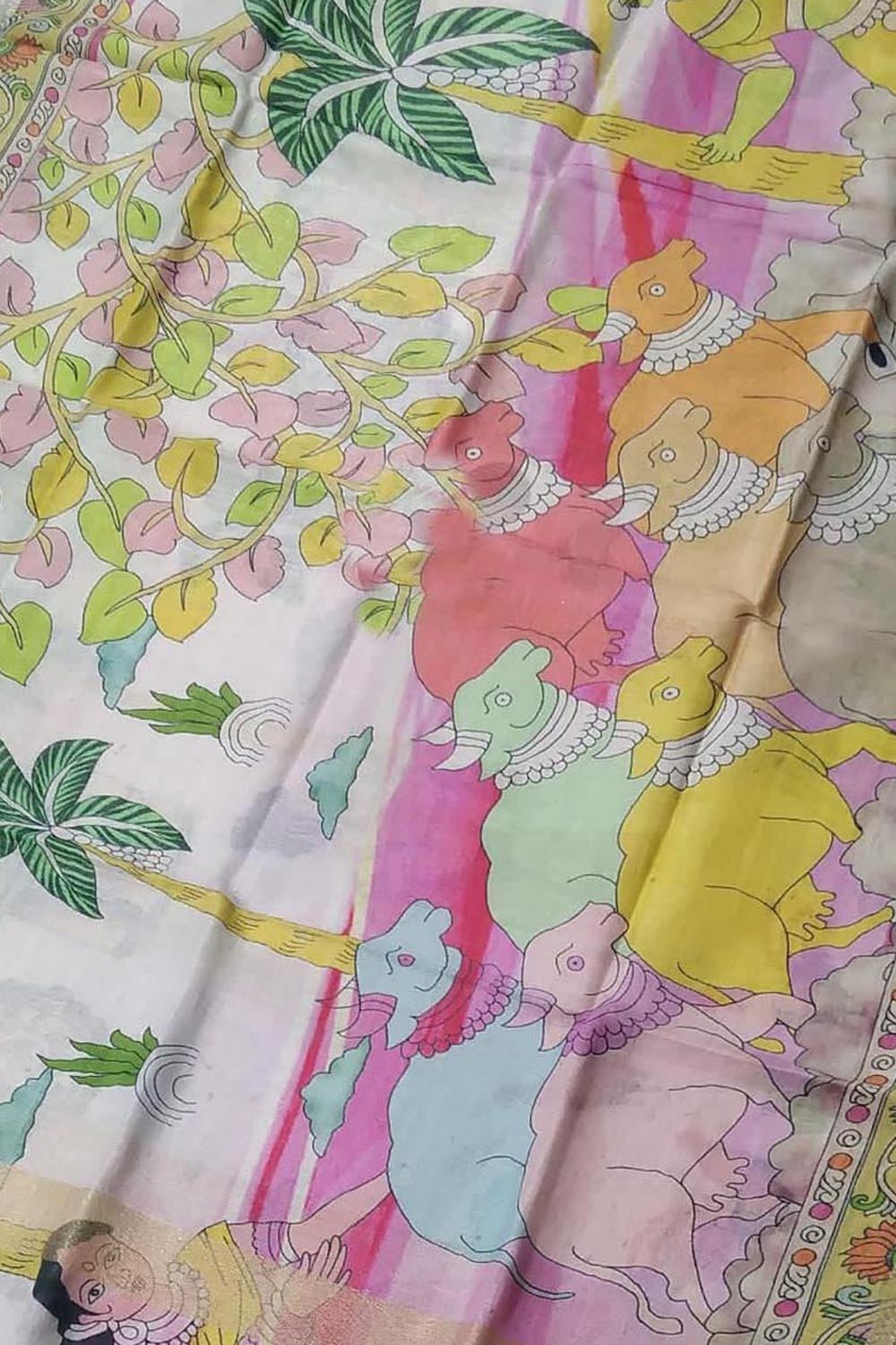 Off White Linen Digital Printed Dupatta - Luxurion World