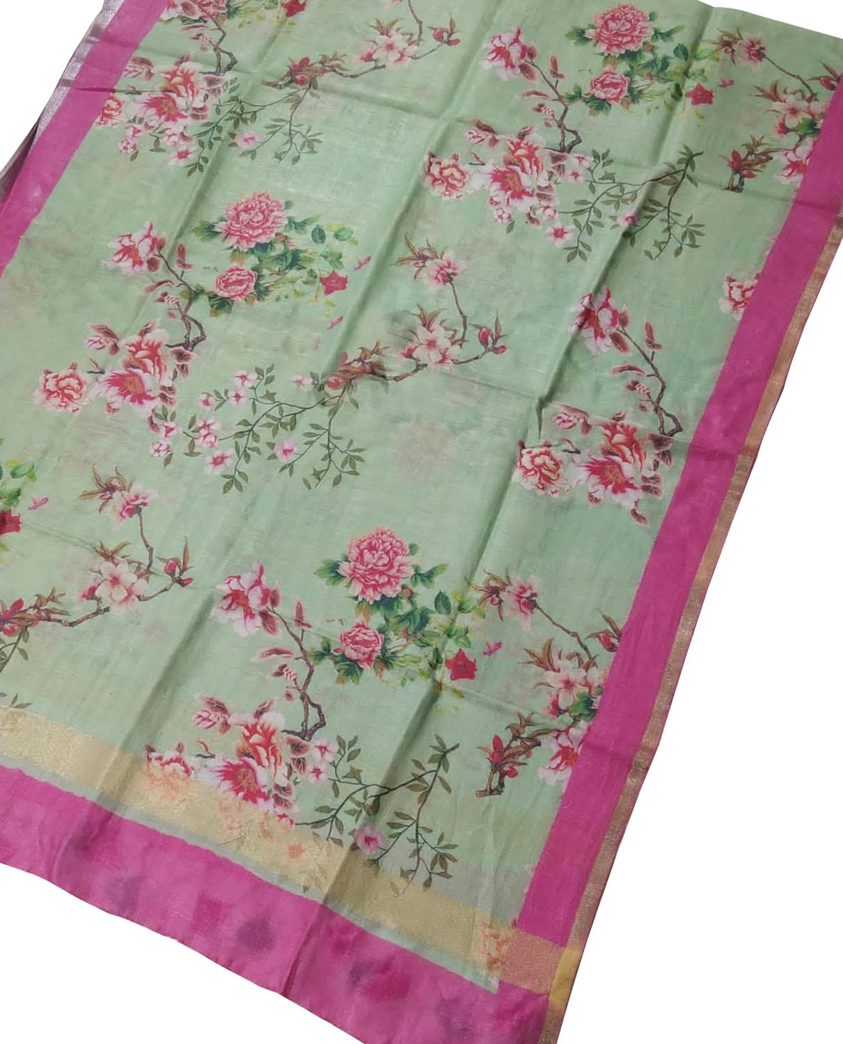 Green Linen Digital Printed Dupatta - Pure Elegance - Luxurion World