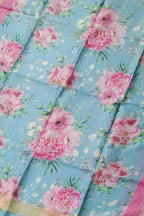 Blue Linen Dupatta with Digital Print - Luxurion World