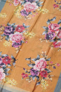 Vibrant Orange Linen Dupatta with Digital Print - Luxurion World