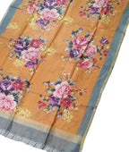 Vibrant Orange Linen Dupatta with Digital Print - Luxurion World