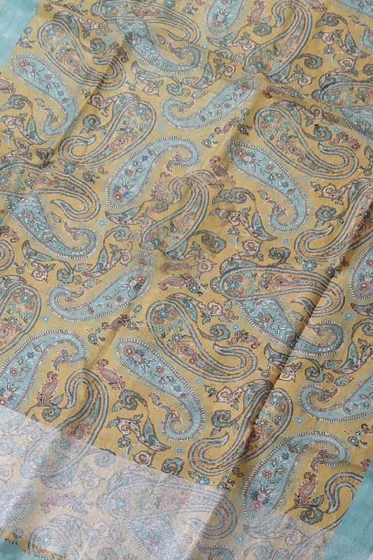 Sunshine Yellow Linen Dupatta: Vibrant Digital Print - Luxurion World