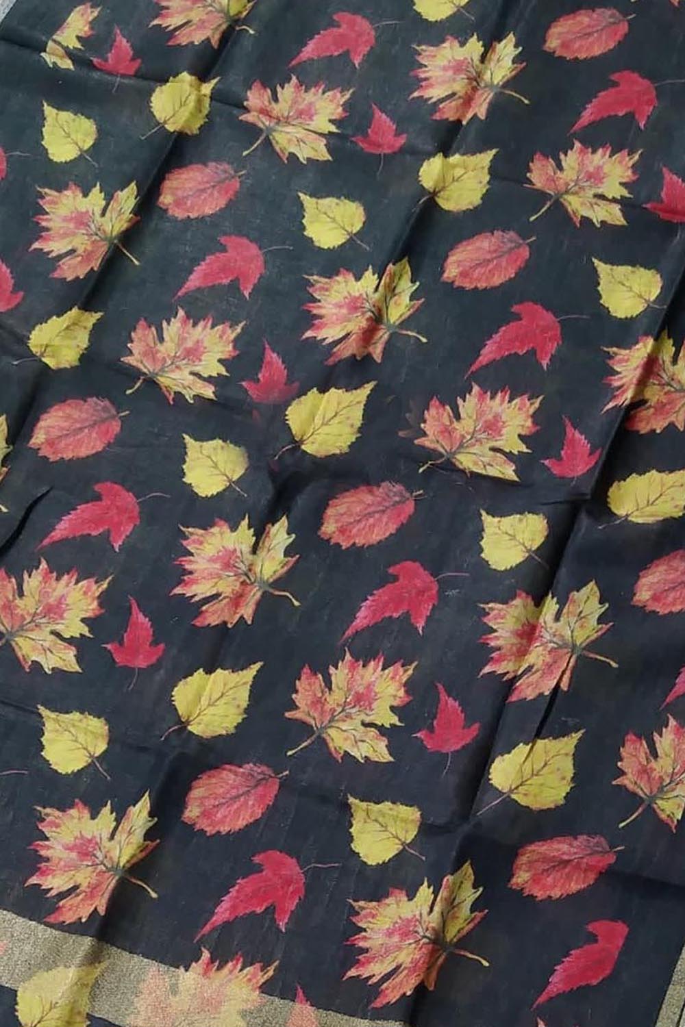 Chic Black Linen Printed Dupatta - Timeless Elegance - Luxurion World