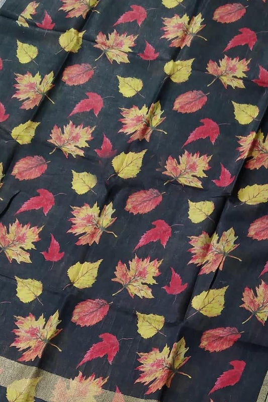 Chic Black Linen Printed Dupatta - Timeless Elegance - Luxurion World