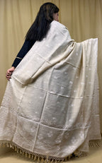 Stunning Dyeable Chikankari Moonga Silk Dupatta - Luxurion World