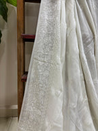 Stunning Dyeable Chikankari Pure Georgette Embroidered Dupatta - Luxurion World- Crafted Heirlooms