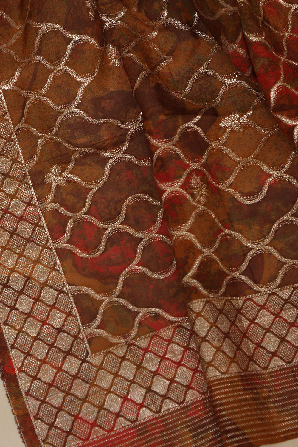 Multicolor Digital Printed Banarasi Dola Silk Dupatta - Luxurion World