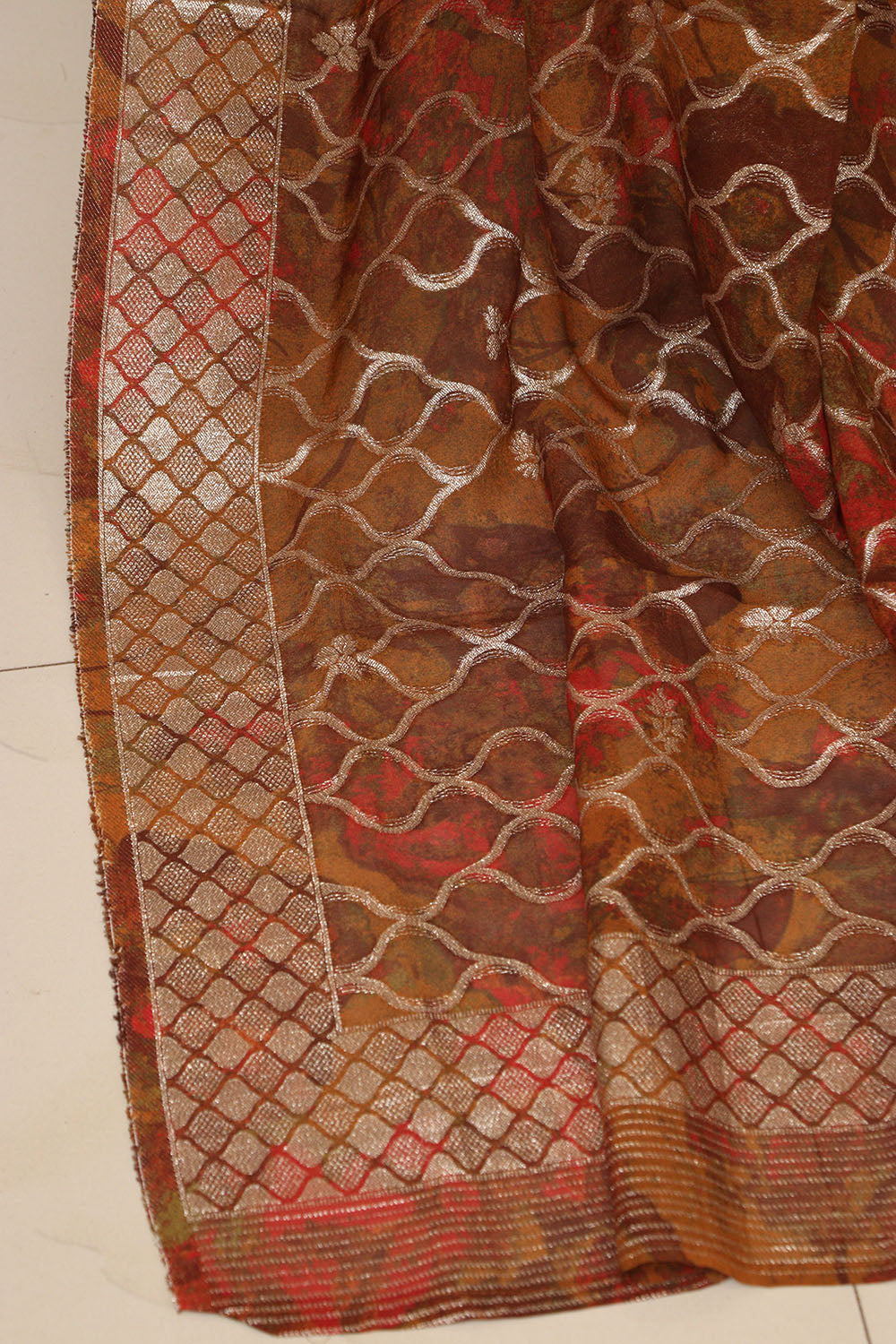 Multicolor Digital Printed Banarasi Dola Silk Dupatta - Luxurion World