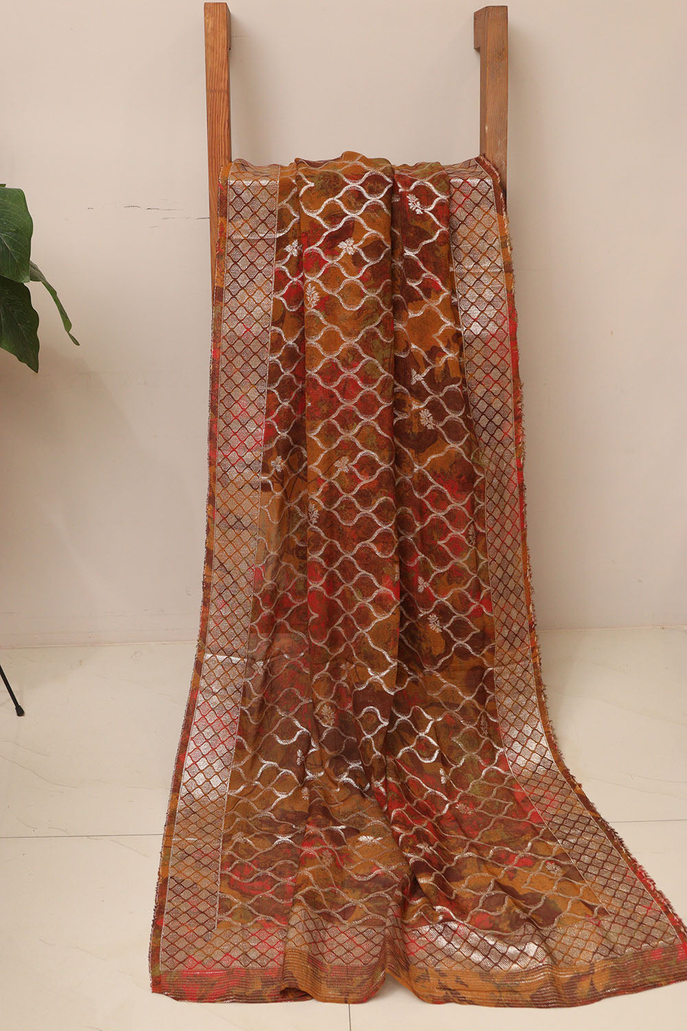 Multicolor Digital Printed Banarasi Dola Silk Dupatta - Luxurion World