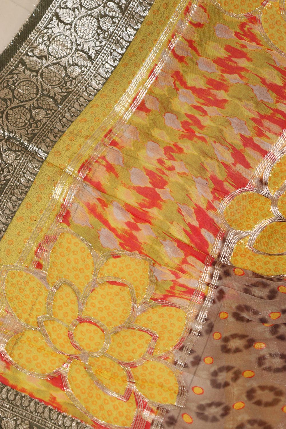 Multicolor Digital Printed Banarasi Dola Silk Dupatta - Luxurion World- Crafted Heirlooms
