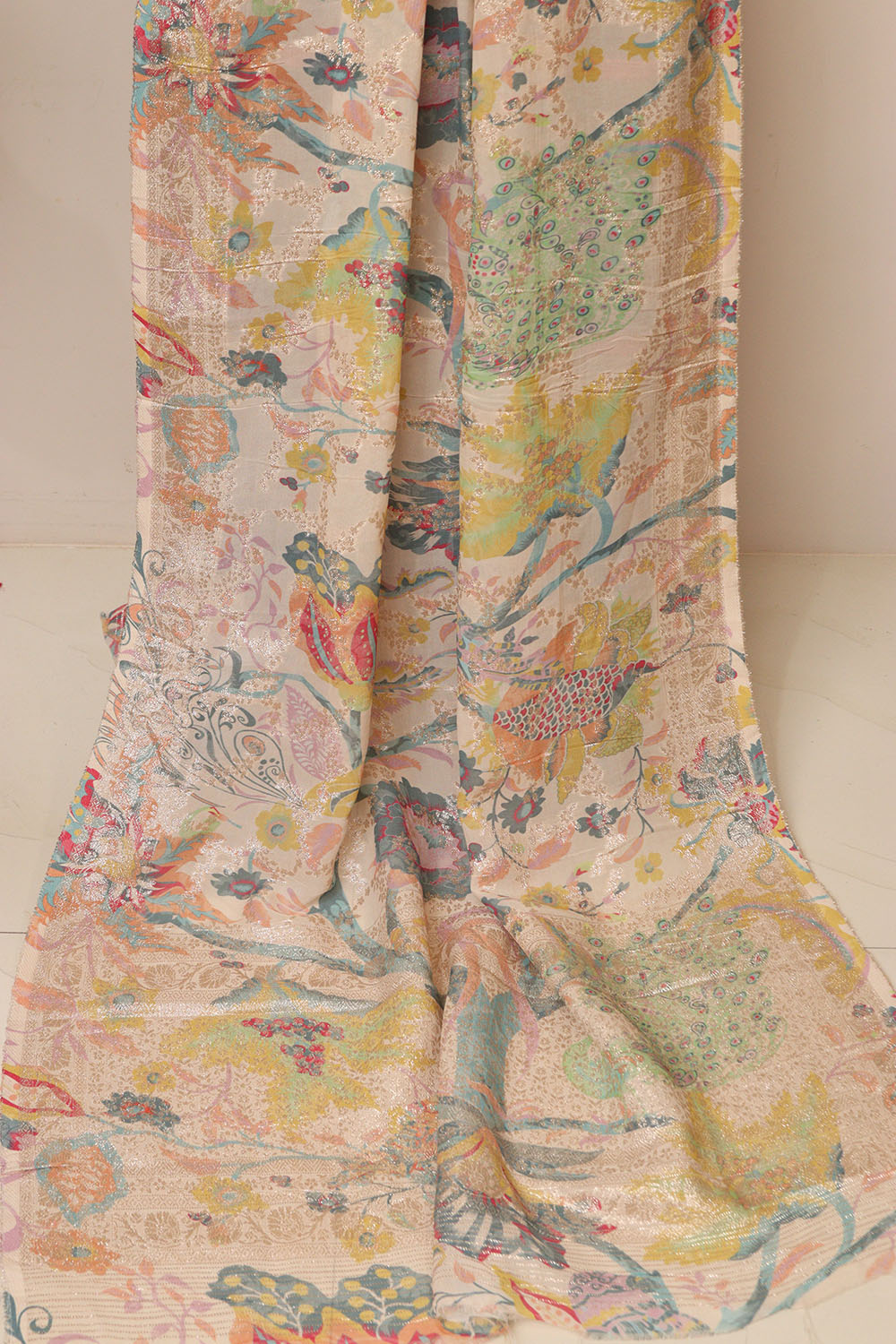 Multicolor Digital Printed Banarasi Dola Silk Dupatta - Luxurion World