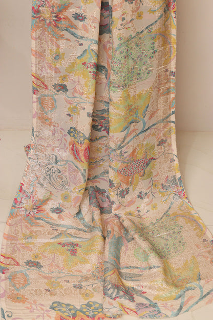 Multicolor Digital Printed Banarasi Dola Silk Dupatta