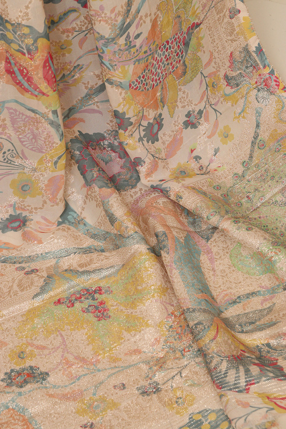 Multicolor Digital Printed Banarasi Dola Silk Dupatta - Luxurion World