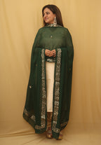 Green Gota Patti Work Chiffon Dupatta - Luxurion World