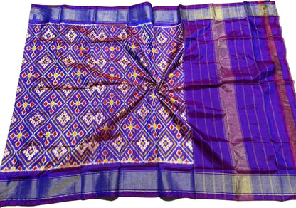 Exquisite Purple Pure Silk Pochampalli Ikat Dupatta - Luxurion World